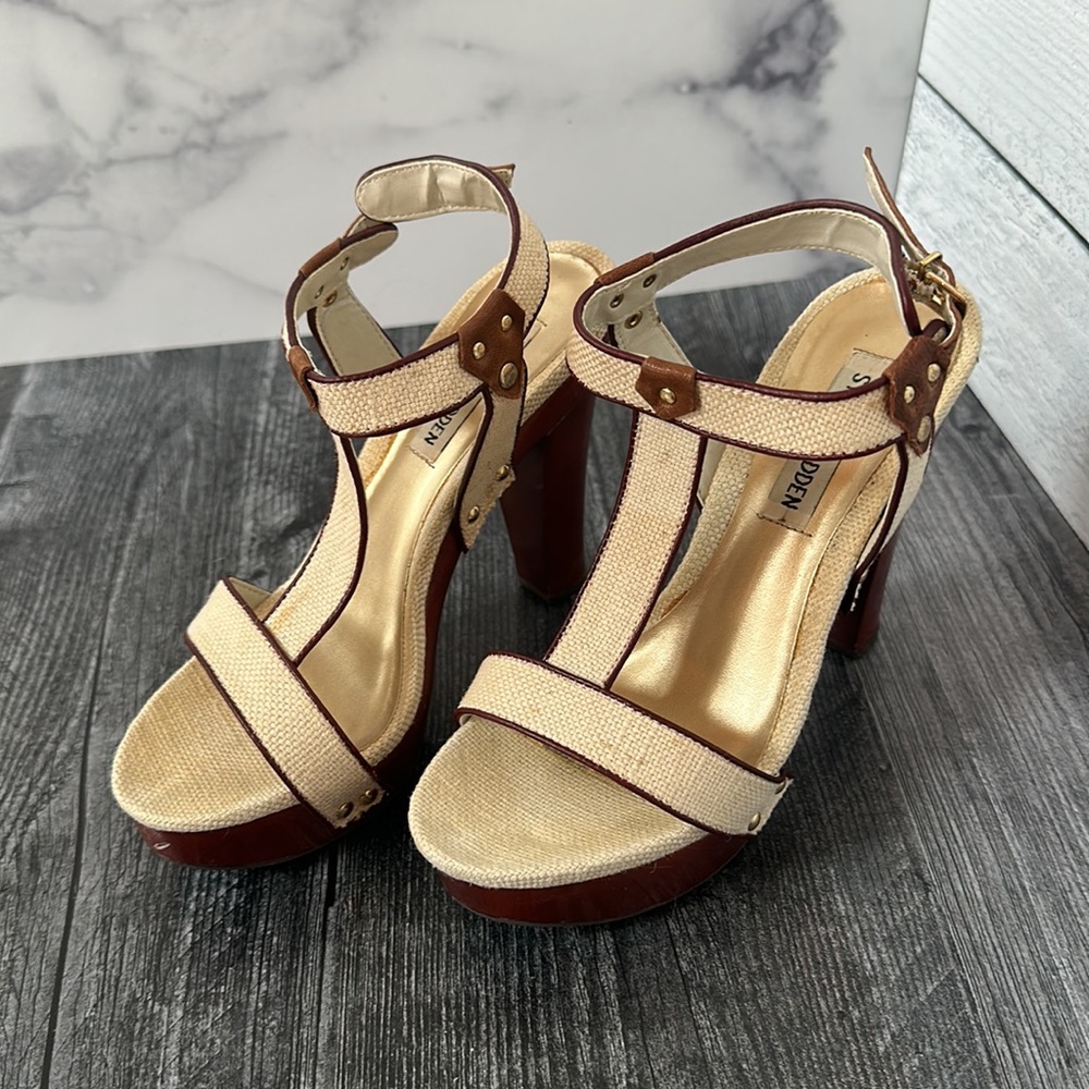Steve Madden Canvas Platform Sandals Size 5m - image 2